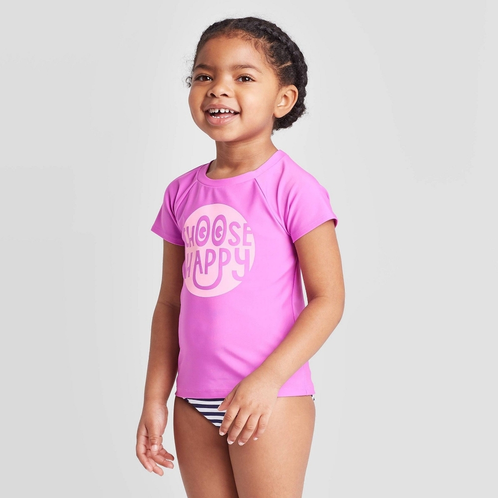 NWT - Cat & Jack "Choose Happy" two piece swimsuit, Girls 18M